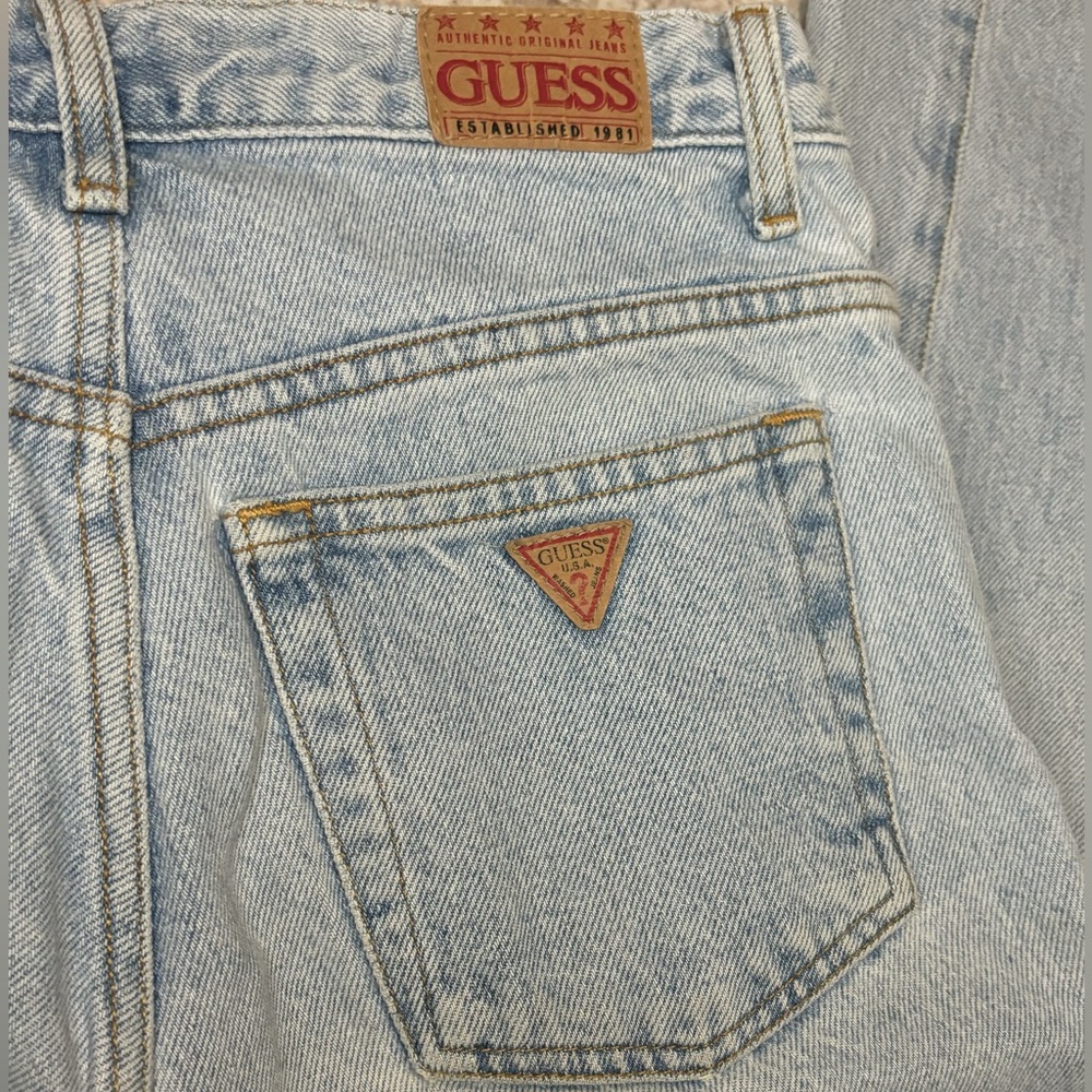 Jean material, no stretch - Guess Light Wash Blue High-Rise Straight Jeans